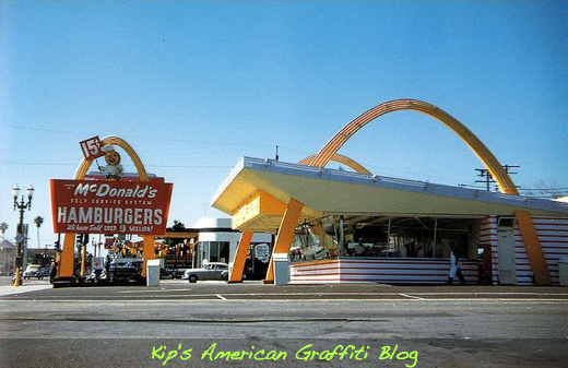 Mels Drive-Ins with carhop service were pushed out of business by fast-food chains such as McDonalds. (photo from 1962)