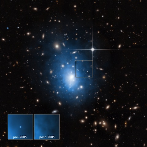 A dwarf galaxy is located in the galaxy cluster Abell 1795