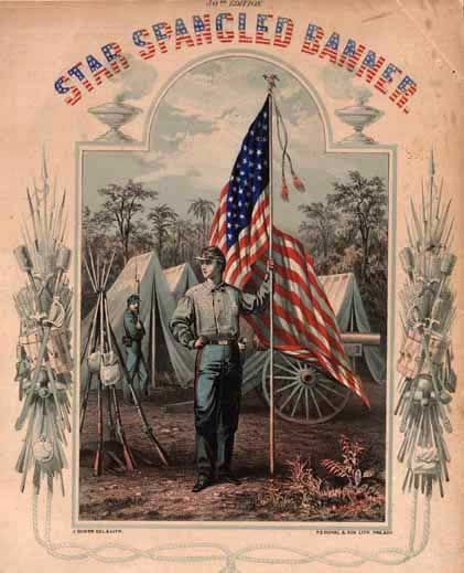 Cover of sheet music for 'The Star-Spangled Banner,' transcribed for piano by Ch. Voss, Philadelphia: G. Andre & Co., 1862 (Courtesy Project Gutenberg)