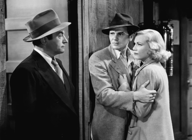 Claude Rains (Detective Phelan), John Garfield (Johnny Bradfield) and Gloria Dickson (Peggy) in They Made Me a Criminal