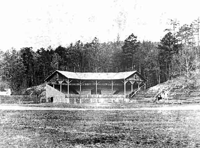 Ban Johnson Field, in Whittington Valley, near Hot Springs, Arkansas, circa 1920. Apart from the grandstand behind home plate, this looks remarkably like the field in Red Bank, NJ, upon which the Record World Flashmakers and the E Street Kings staged an epic tripleheader in the Summer of 1976. Baseball buffs take note: on St. Patrick’s Day, March 17, 1918, Babe Ruth hit two home runs in a game here, one traveling 573 feet and singled out by baseball historian Bill Jenkinson as transforming baseball from a game of incremental singles and doubles to a sport dominated by power hitters.