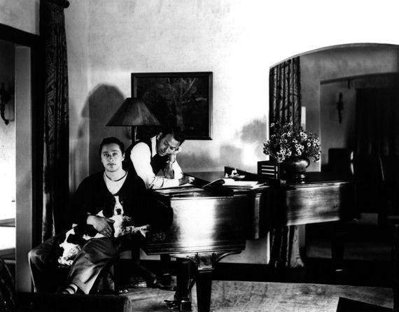 Harold Arlen (with dog on lap) and Yip Harburg working on ‘Last Night When We Were Young’