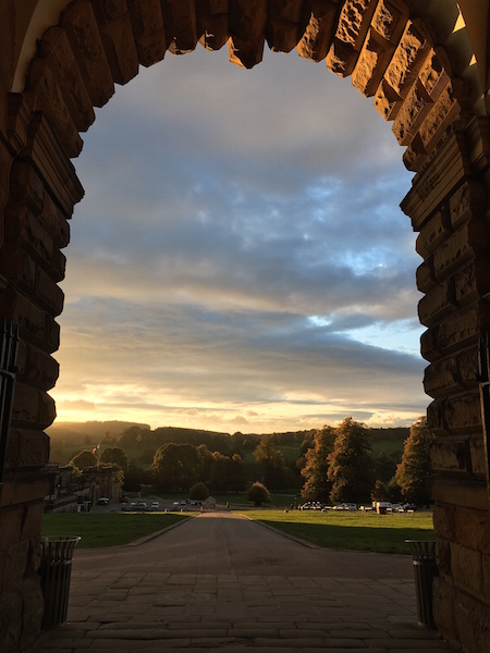 The English countryside in Autumn as seen from Chatsworth House, Derbyshire, England