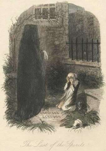 The Last of the Spirits, illustration by John Leech scanned from the original 1843 edition of ‘A Christmas Carol’