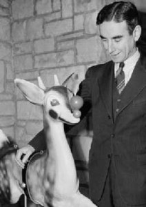 Robert May with his creation, Rudolph