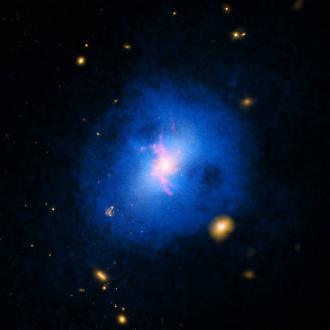 This galaxy cluster comes from a sample of over 200 that were studied to determine how giant black holes at their centers affect the growth and evolution of their host galaxy. (Photo: NASA/CXC/Michigan State Univ/M.Voit et al.) 